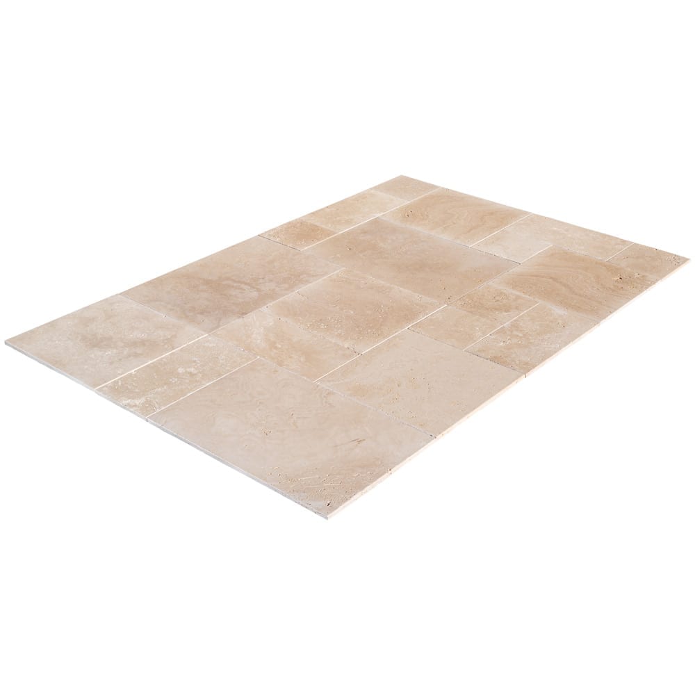 Light Beige Premium Travertine Tiles Antique Pattern Tumbled - Livfloors Collection