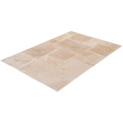 Light Beige Premium Travertine Tiles Antique Pattern Tumbled - Livfloors Collection