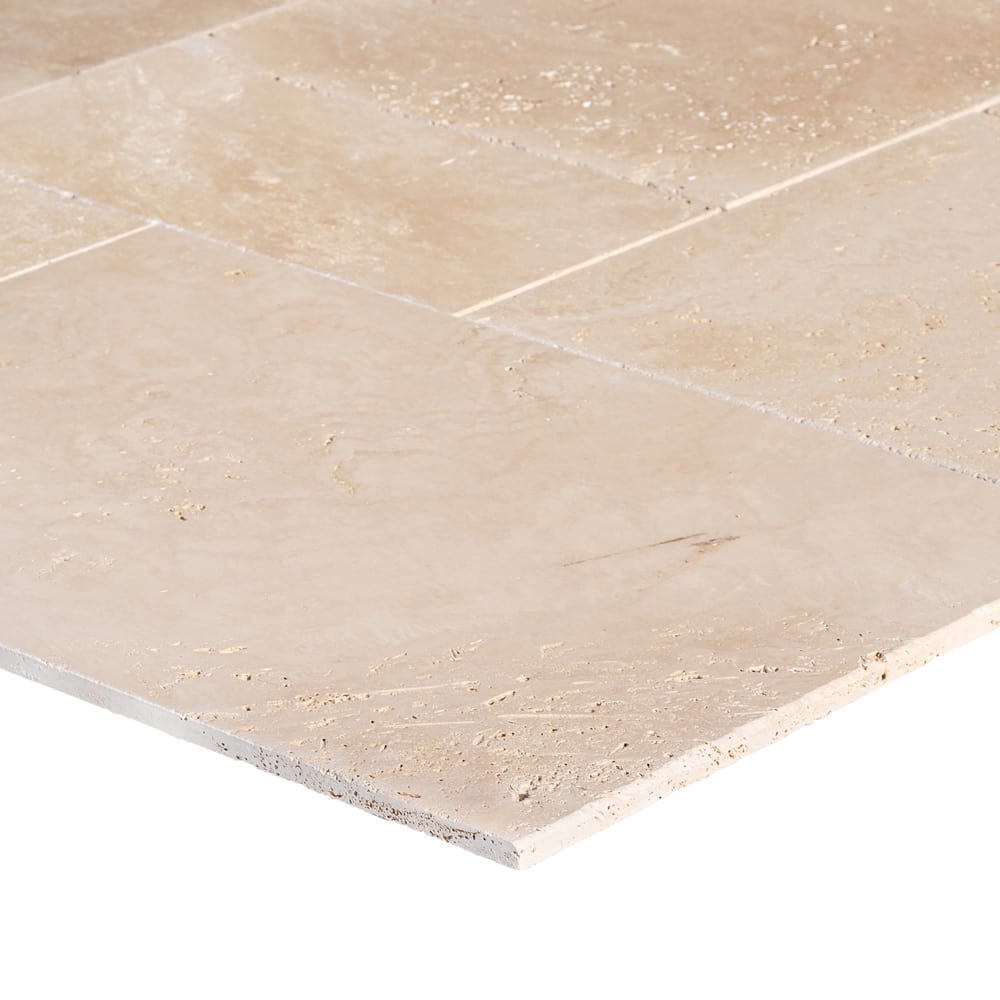 Light Beige Premium Travertine Tiles Antique Pattern Tumbled - Livfloors Collection