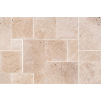 Light Beige Premium Travertine Tiles Antique Pattern Tumbled - Livfloors Collection