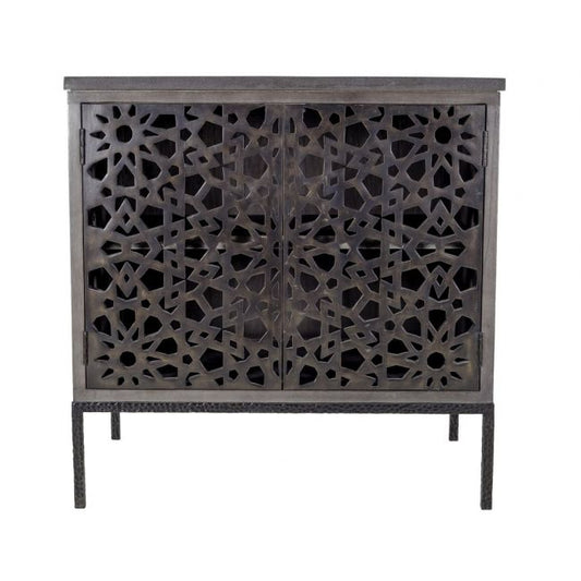 Lorca - Decorative cabinet with intricate cut-out patterns on a white background