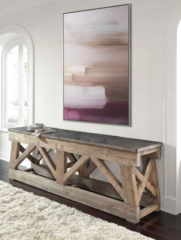 Marbella Console 100" Table Brown/Blue Stone by Classic Home