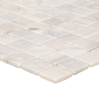 Carrara White Marble Tumbled Mosaic Floor and Wall Tile - Livfloors Collection