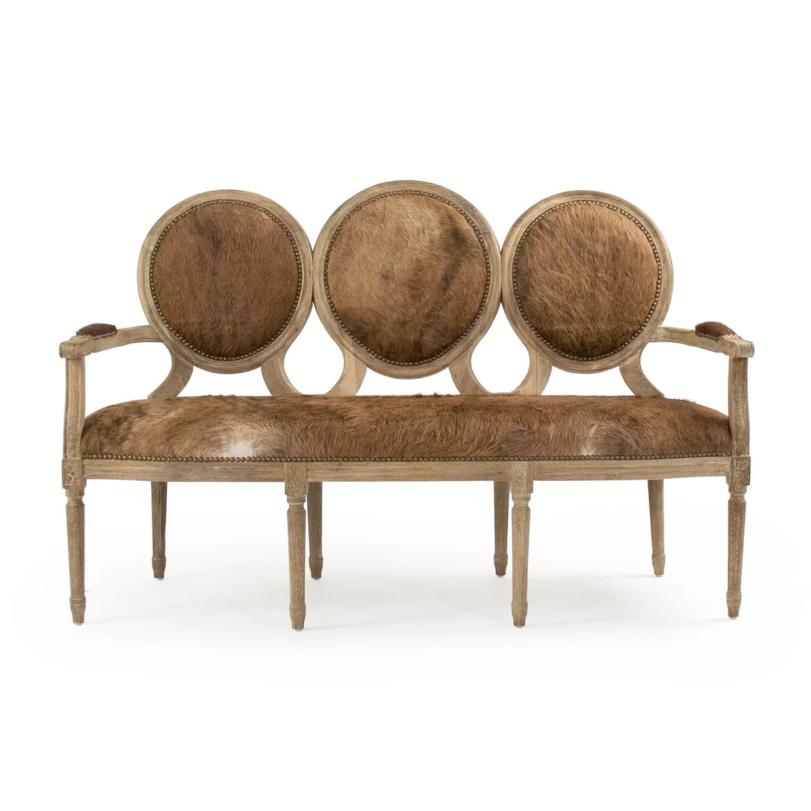 Zentique Medallion Cowhide Triple Back Chair