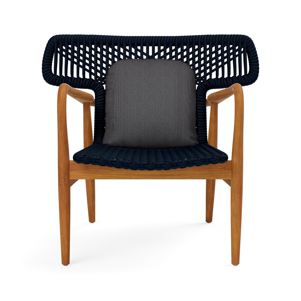 Garrison Outdoor Wing Chair - Yukon Navy Stripe Outdoor Performance Velvet