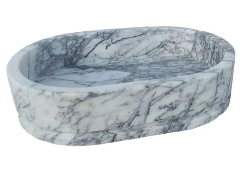 New York Marble Ellipse Wall-mount Bathroom Sink (W)14" (L)20" (H)5"