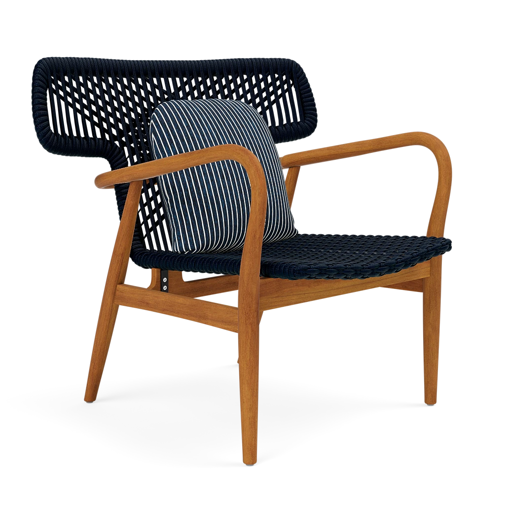 Garrison Outdoor Wing Chair - Oleta Dark Navy Performance Fabric Cushion
