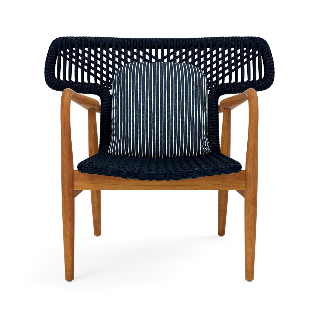 Garrison Outdoor Wing Chair - Oleta Dark Navy Performance Fabric Cushion