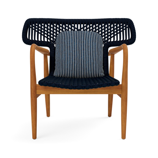 Garrison Outdoor Wing Chair - Oleta Dark Navy Performance Fabric Cushion