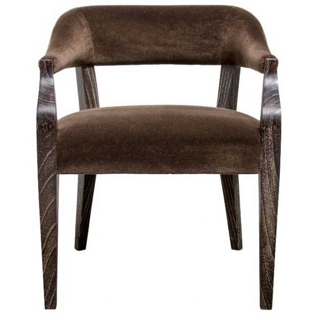 Otter -Brown upholstered chair with wooden legs on a white background