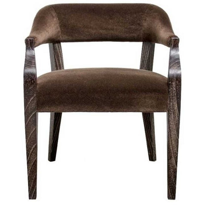 Otter -Brown upholstered chair with wooden legs on a white background