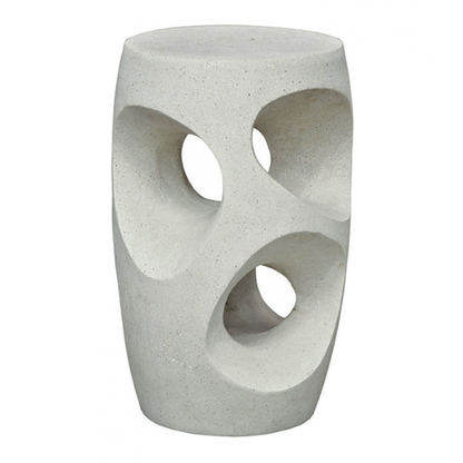 Concrete stool with geometric design on a white background