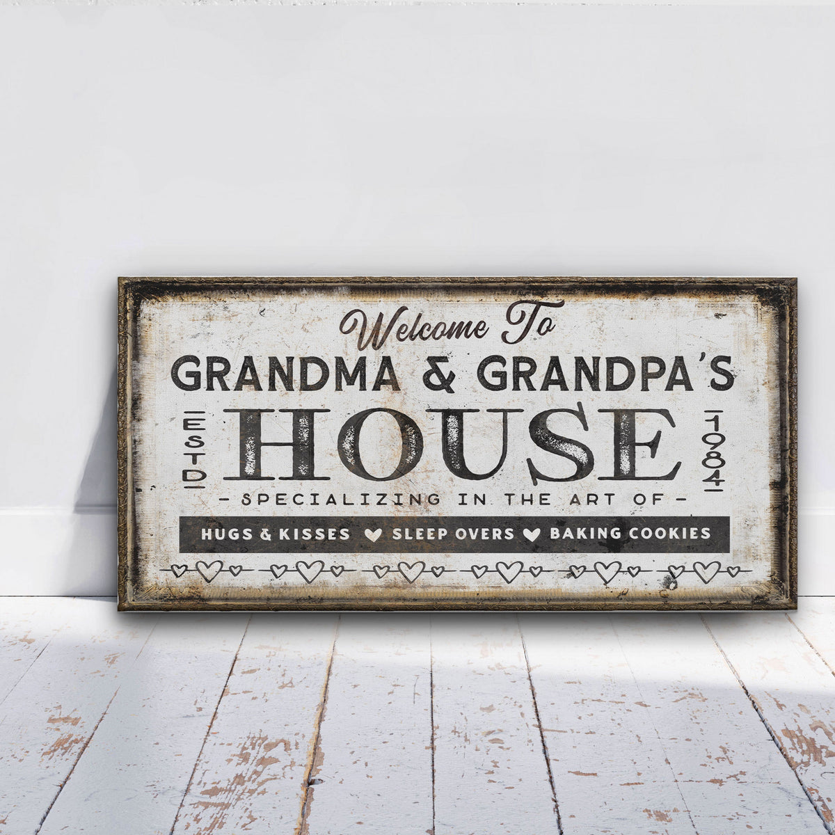 Trimble Crafts Grandpa + Grandma House Wood Sign – Hand Painted Farmhouse Plaque, Christmas Or Mother's Gift
