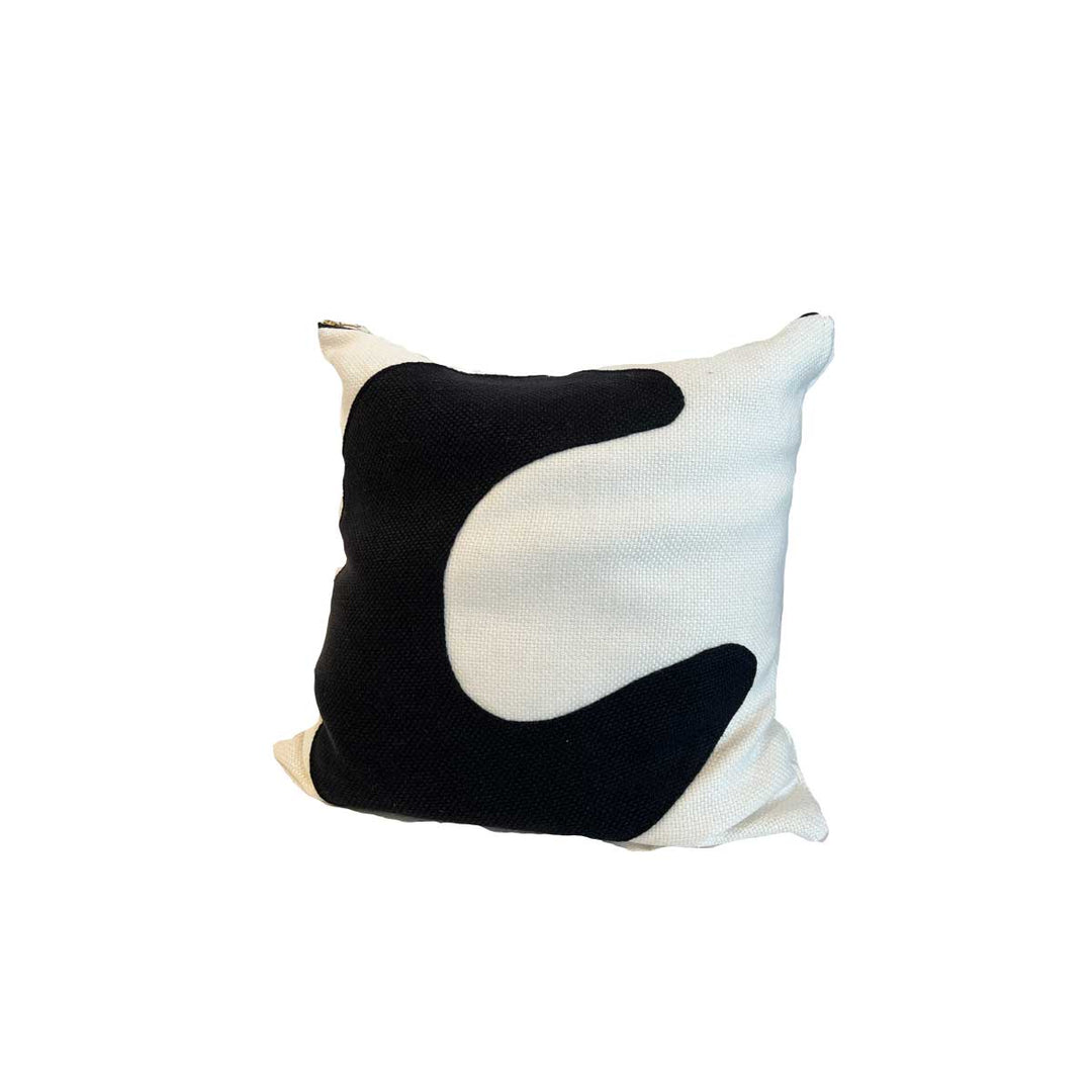 Heavy Black Belgian Linen on Oyster Throw Pillow by Tara Shaw 24" Sq