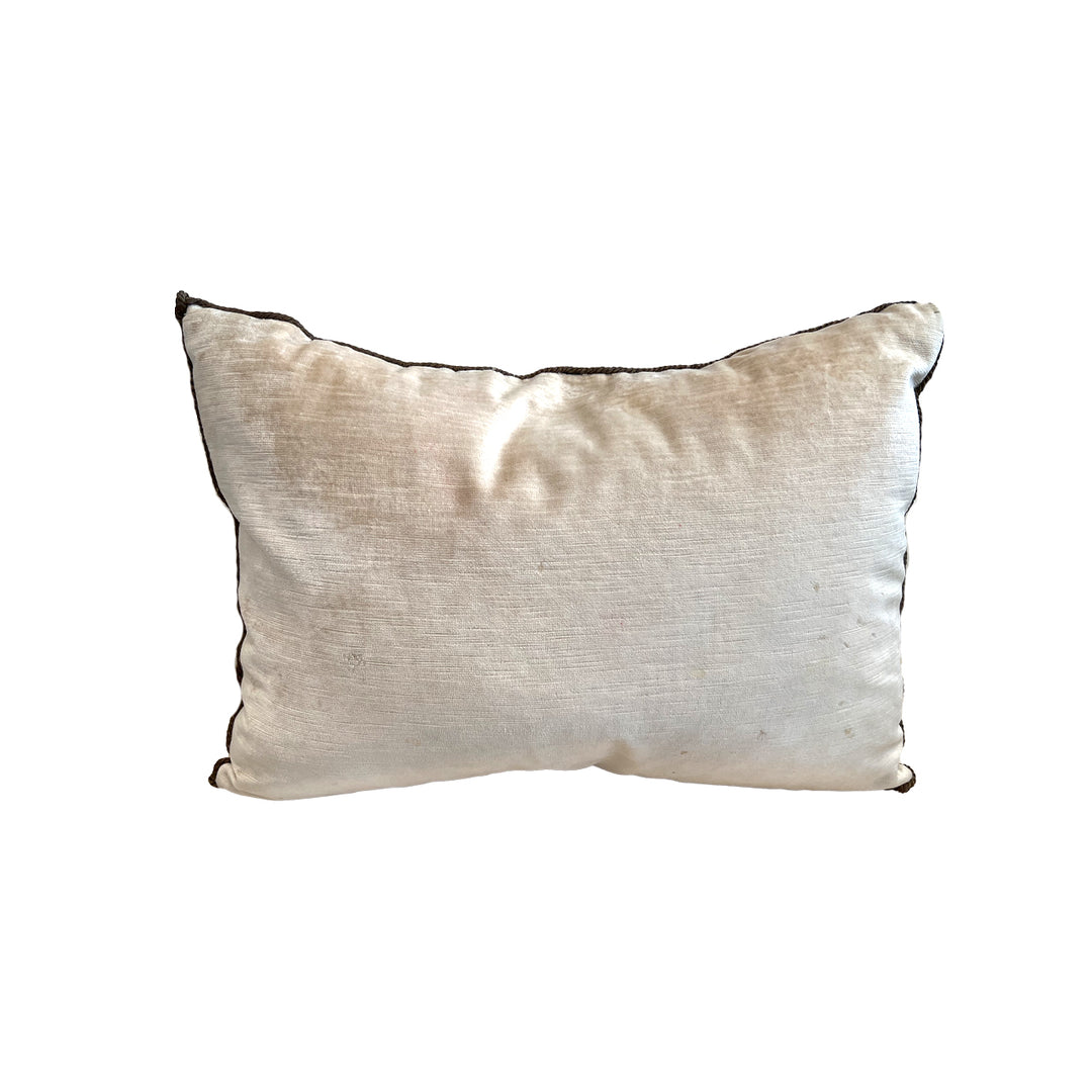 Fortuny & Velvet Throw Pillow 21' X 14" by Tara Shaw viewed from the back