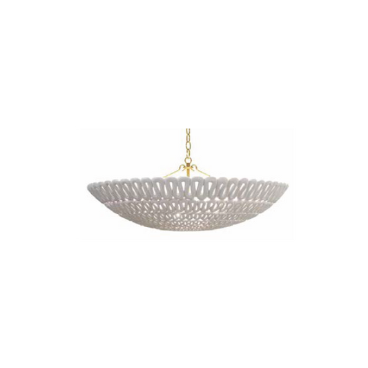 Pipa Bowl Chandelier White Silver Hardware