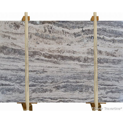 Silver Travertine Vein-cut Bookmatching Slabs Filled and Polished - Full Truckload