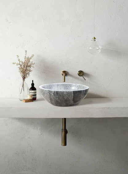 Sirius Gray Marble Vessel Above Vanity Bathroom Sink Polished (D)15" (H)6"