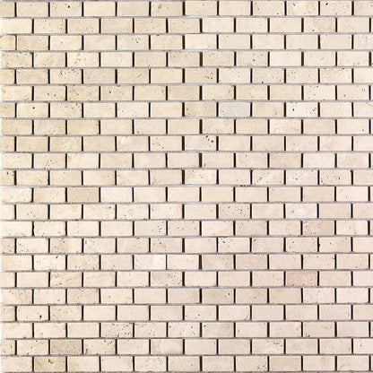 Light Beige Travertine Tumbled Mosaic Floor and Wall Tile - Livfloors Collection