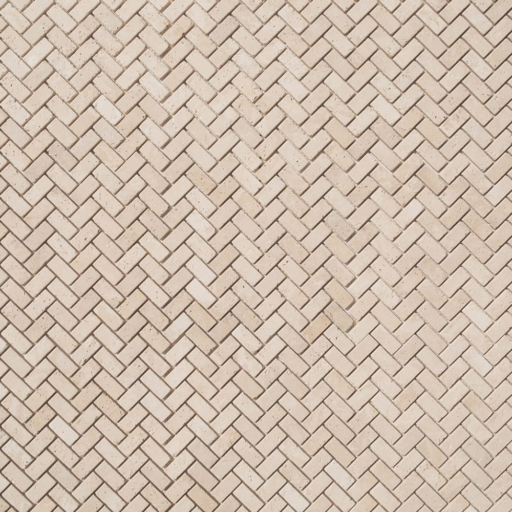 Light Beige Travertine Tumbled Mosaic Floor and Wall Tile - Livfloors Collection