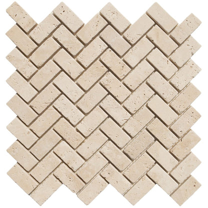 Light Beige Travertine Tumbled Mosaic Floor and Wall Tile - Livfloors Collection