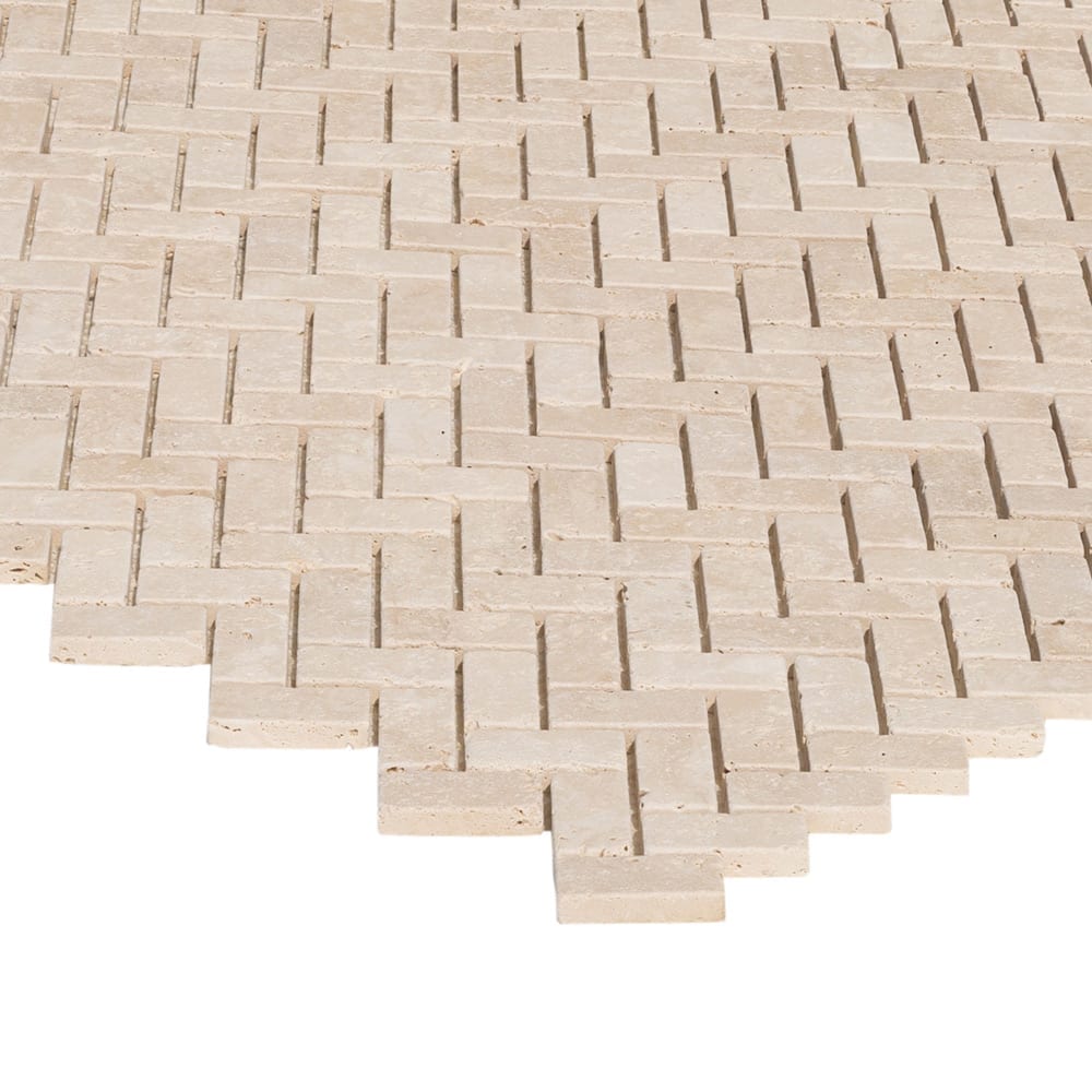Light Beige Travertine Tumbled Mosaic Floor and Wall Tile - Livfloors Collection