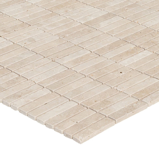 Light Beige Travertine Tumbled Mosaic Floor and Wall Tile - Livfloors Collection