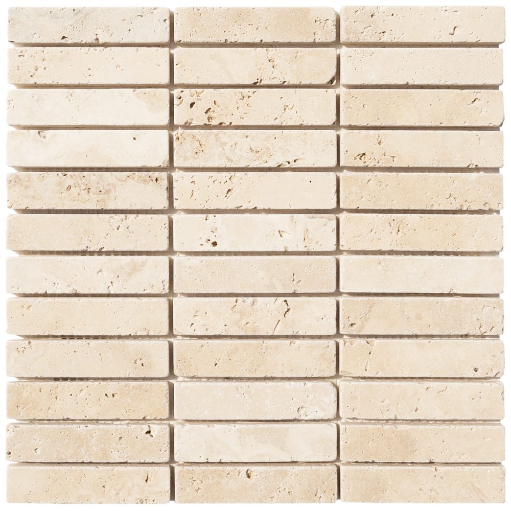 Light Beige Travertine Tumbled Mosaic Floor and Wall Tile - Livfloors Collection
