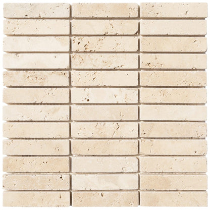 Light Beige Travertine Tumbled Mosaic Floor and Wall Tile - Livfloors Collection