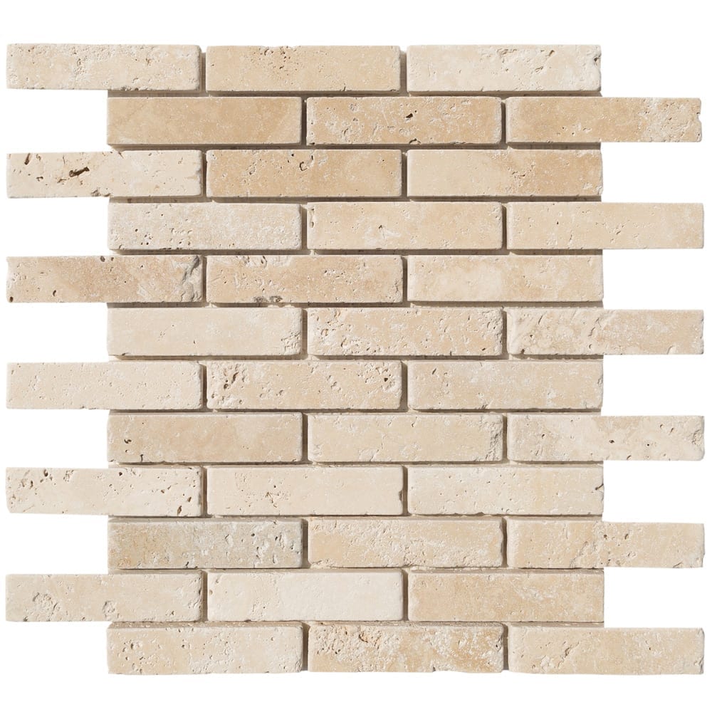 Light Beige Travertine Tumbled Mosaic Floor and Wall Tile - Livfloors Collection