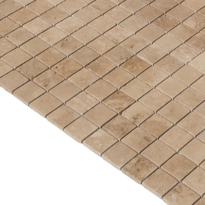 Riverbed Walnut Travertine Tumbled Mosaic Floor and Wall Tile - Livfloors Collection