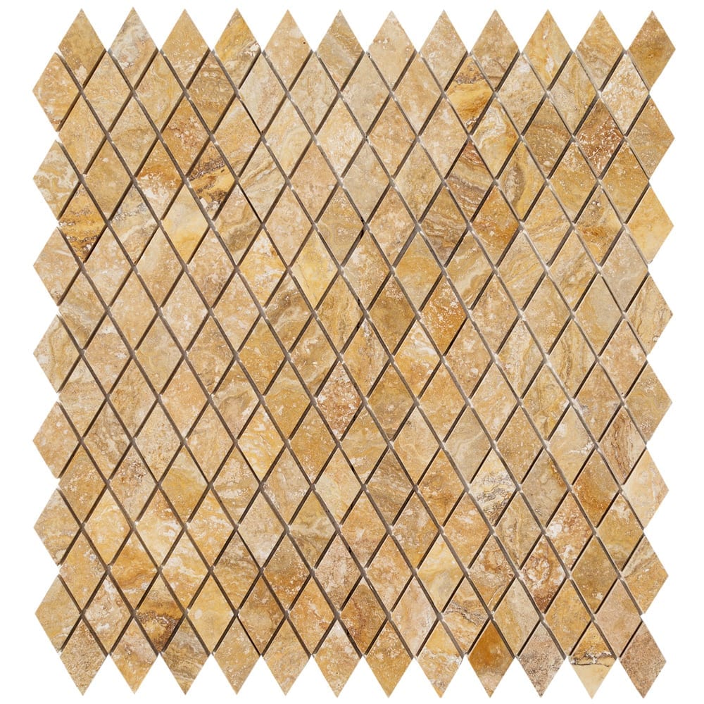 Scabos Travertine Diamond Mosaic Floor and Wall Tile - Livfloors Collection