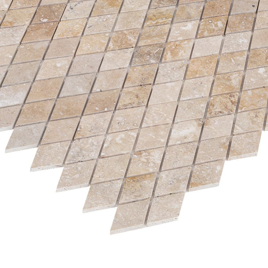 Chiaro Beige Travertine Diamond Mosaic Floor and Wall Tile - Livfloors Collection
