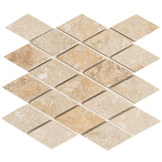 Chiaro Beige Travertine Diamond Mosaic Floor and Wall Tile - Livfloors Collection
