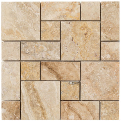 Niagara Travertine Versailles Pattern Brushed Mosaic Floor and Wall Tile - Livfloors Collection