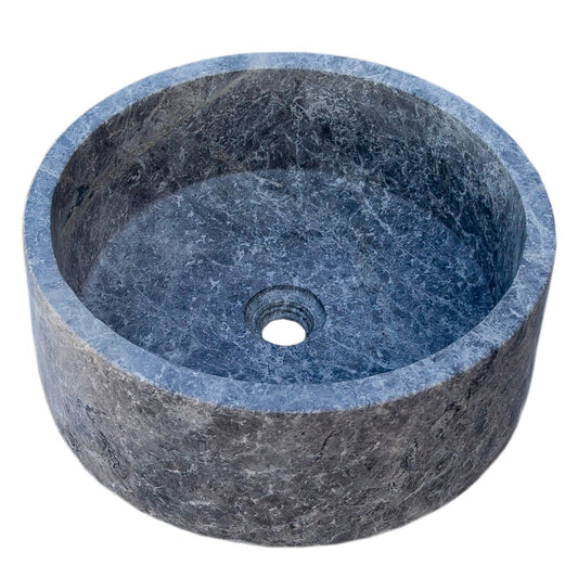 Natural Stone Tundra Grey Marble Vessel Sink Polished D: 16" H: 6.5"