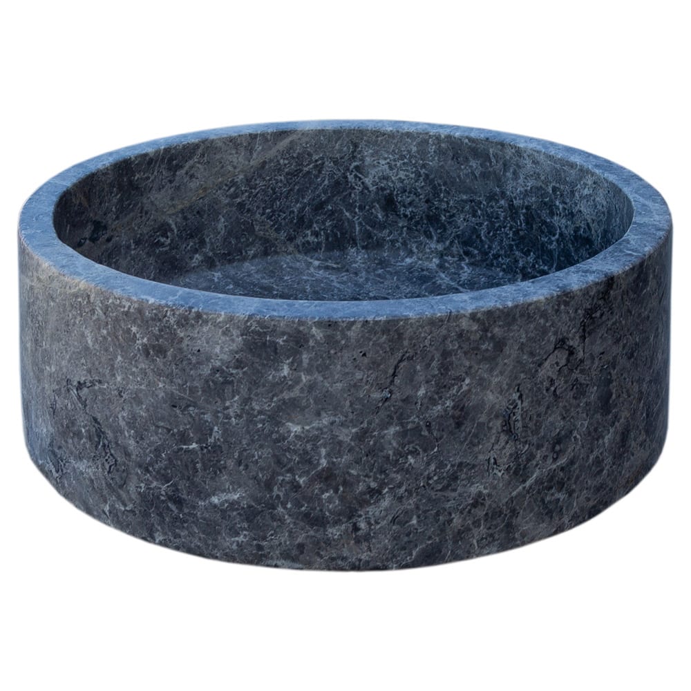 Natural Stone Tundra Grey Marble Vessel Sink Polished D: 16" H: 6.5"