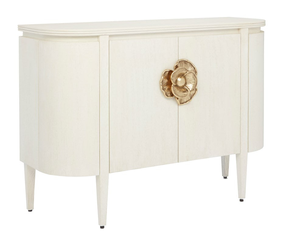 Briallen White Demi-Lune Cabinet by Currey and Company