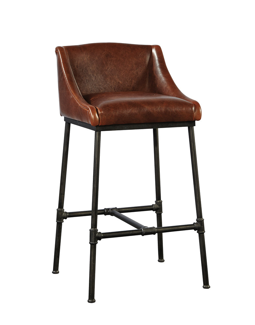 Industrial Leather Iron Pipe Bar Stool