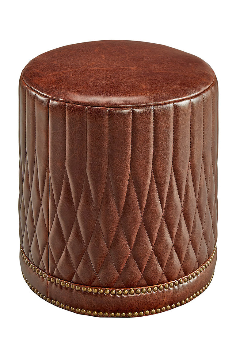 Paris Flea Leather Ottoman by Furniture Classics