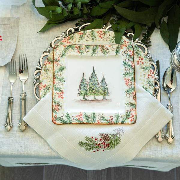 Holiday Natale Square Plate by Crown Linen Designs