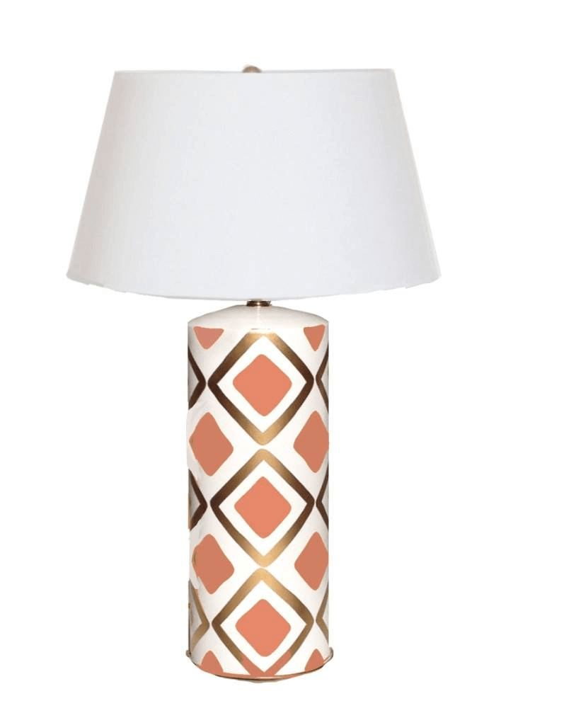 Salmon Geometric Hand Painted Table Lamp Dana Gibson - Maison de Kristine