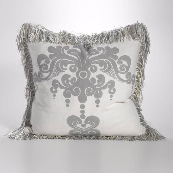Couture Dreams Enchantique Platinum Decorative Euro Pillow with Fringe - Maison de Kristine