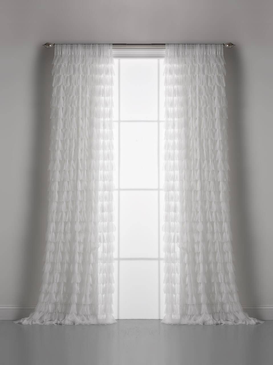 Chichi White Cascading Tulle Petal Window Curtains - Maison de Kristine