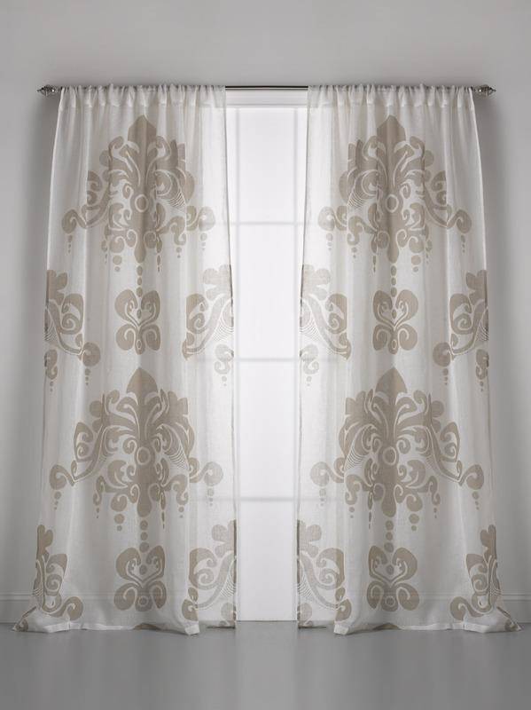 Enchantique Ivory Linen Gauze Damask Window Curtains 85" - Maison de Kristine