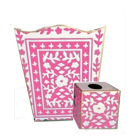 Mosaic in Pink Wastebasket & Tissue Holder by Dana Gibson - Maison de Kristine