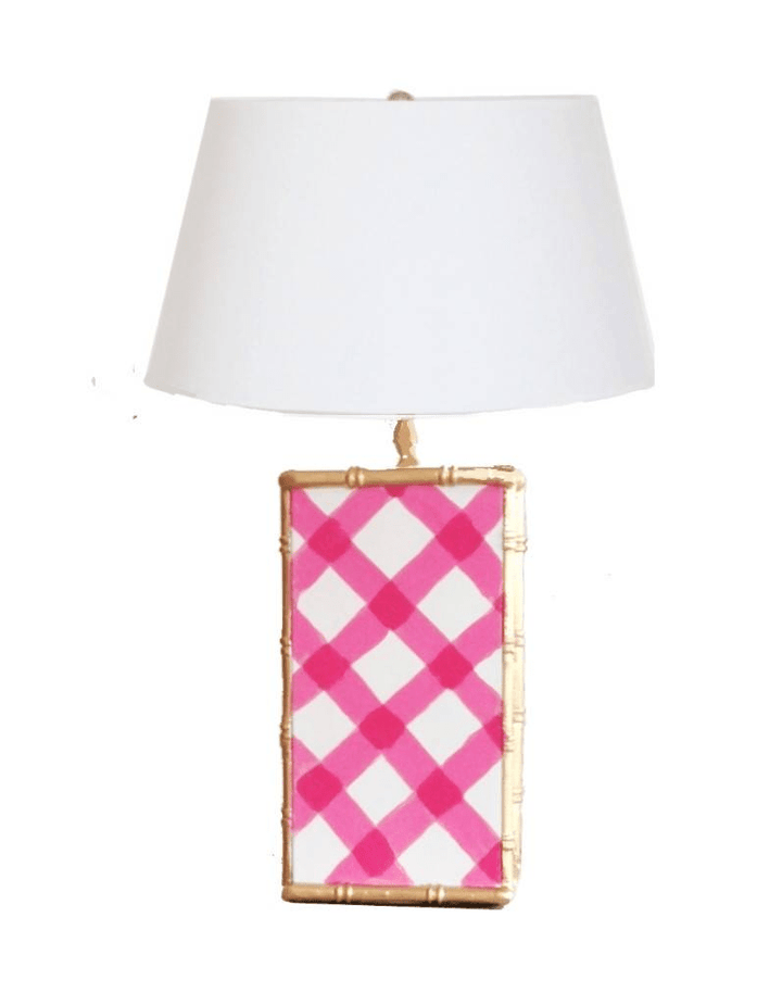 Bamboo Table Lamp in Pink Lattice, Green,Taupe,and Lime - Maison de Kristine