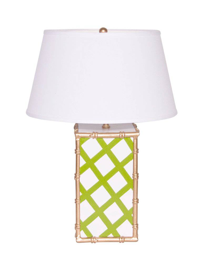 Bamboo Table Lamp in Pink Lattice, Green,Taupe,and Lime - Maison de Kristine