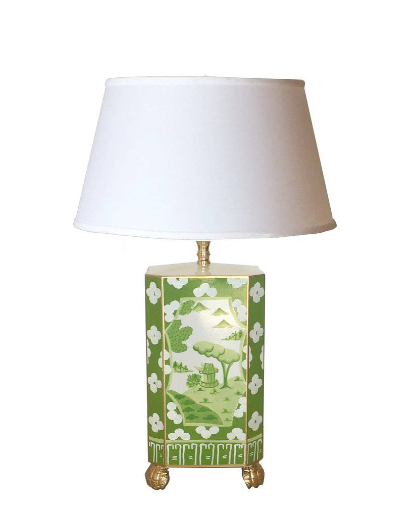 Canton in Green Table Lamp with White Shade, Small - Maison de Kristine