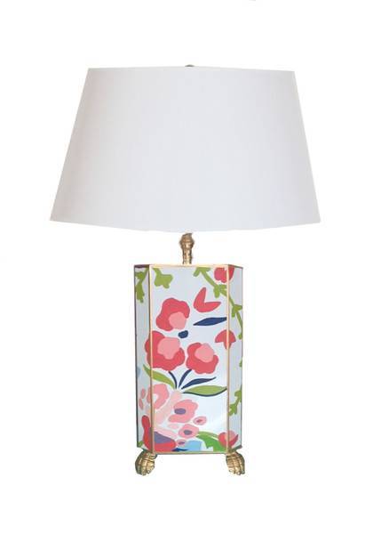 Chintz Hand Painted Tole Table Lamp & Shade by Dana Gibson - Maison de Kristine